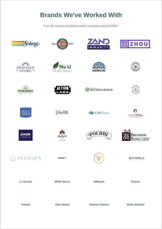 Logos of brands Prestige Peak has worked with